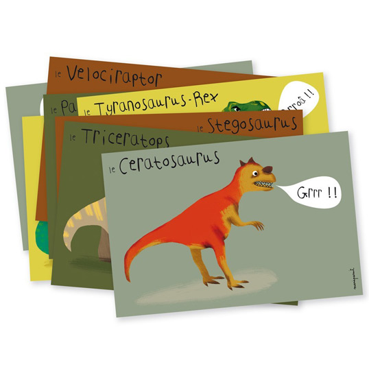 6 cartes d'invitation Dinosaure