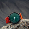 Montre 24H "Antoine Verte, cuir Nubuck marron" - Gustave et Cie