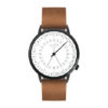 Montre 24H "Antoine blanc et noir, cuir marron" - Gustave et Cie