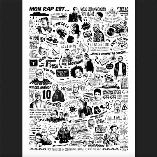 Affiche illustrée du Rap Français - Sacrés Français !
